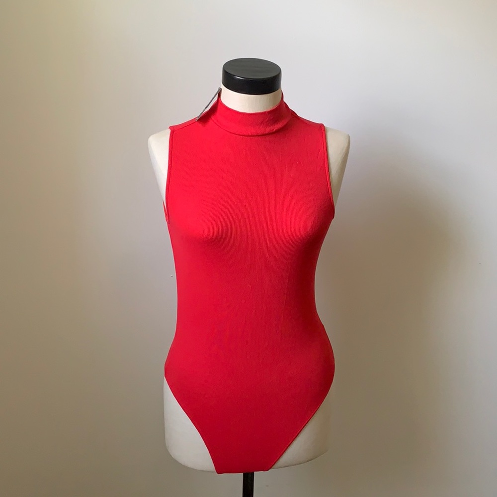 Express red thong bodysuit new with tags